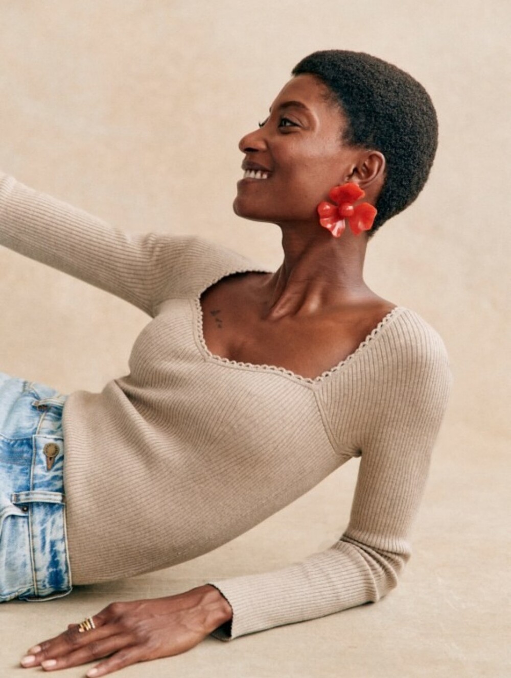 Sezane Maha Jumper Sandstone - Size XS